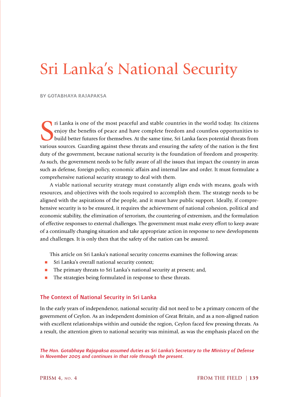 Sri Lanka's National Security