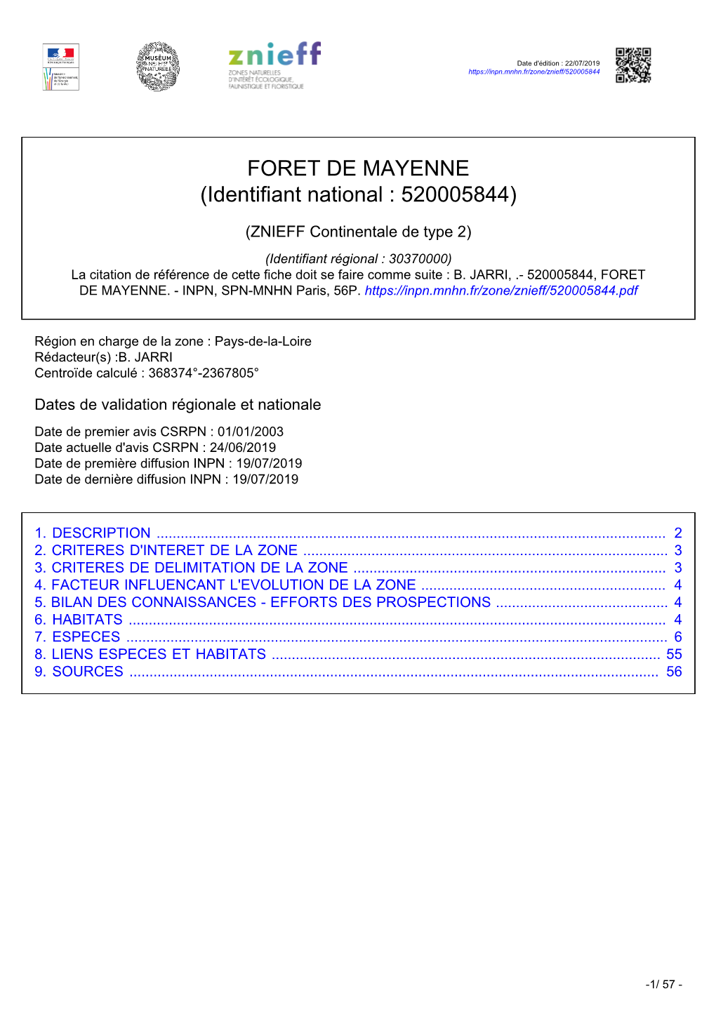 FORET DE MAYENNE (Identifiant National : 520005844)