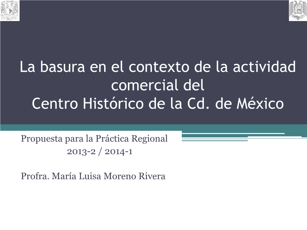 La Basura En El Contexto De La Actividad Comercial Del Centro Histórico De La Cd