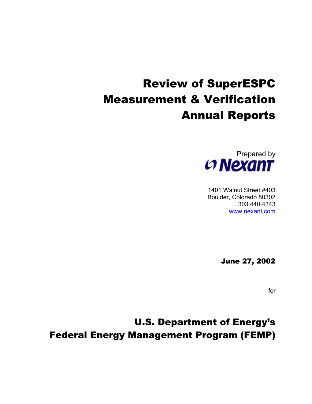 Annual M&V Review Summary