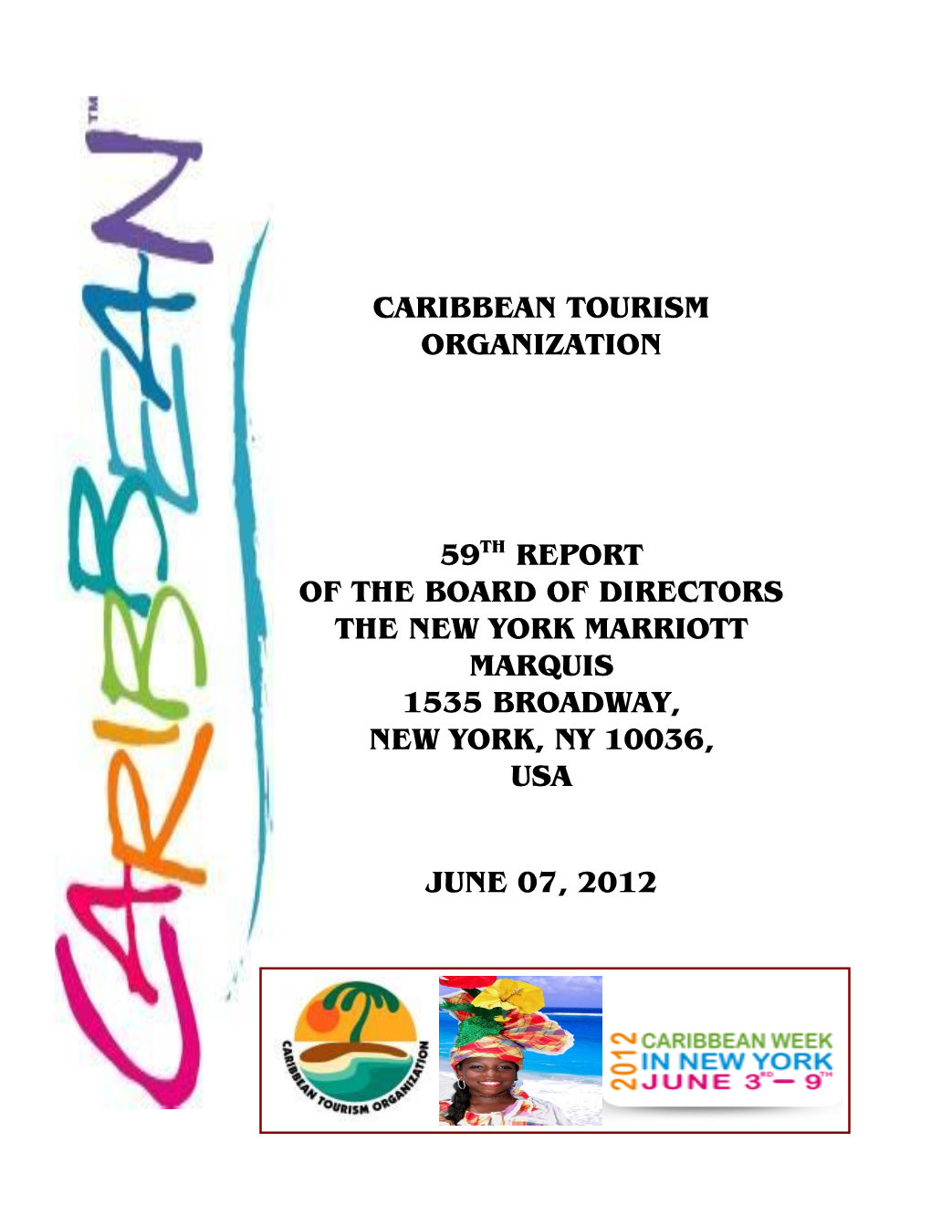 Caribbean Tourism Organization 59Th Report Of