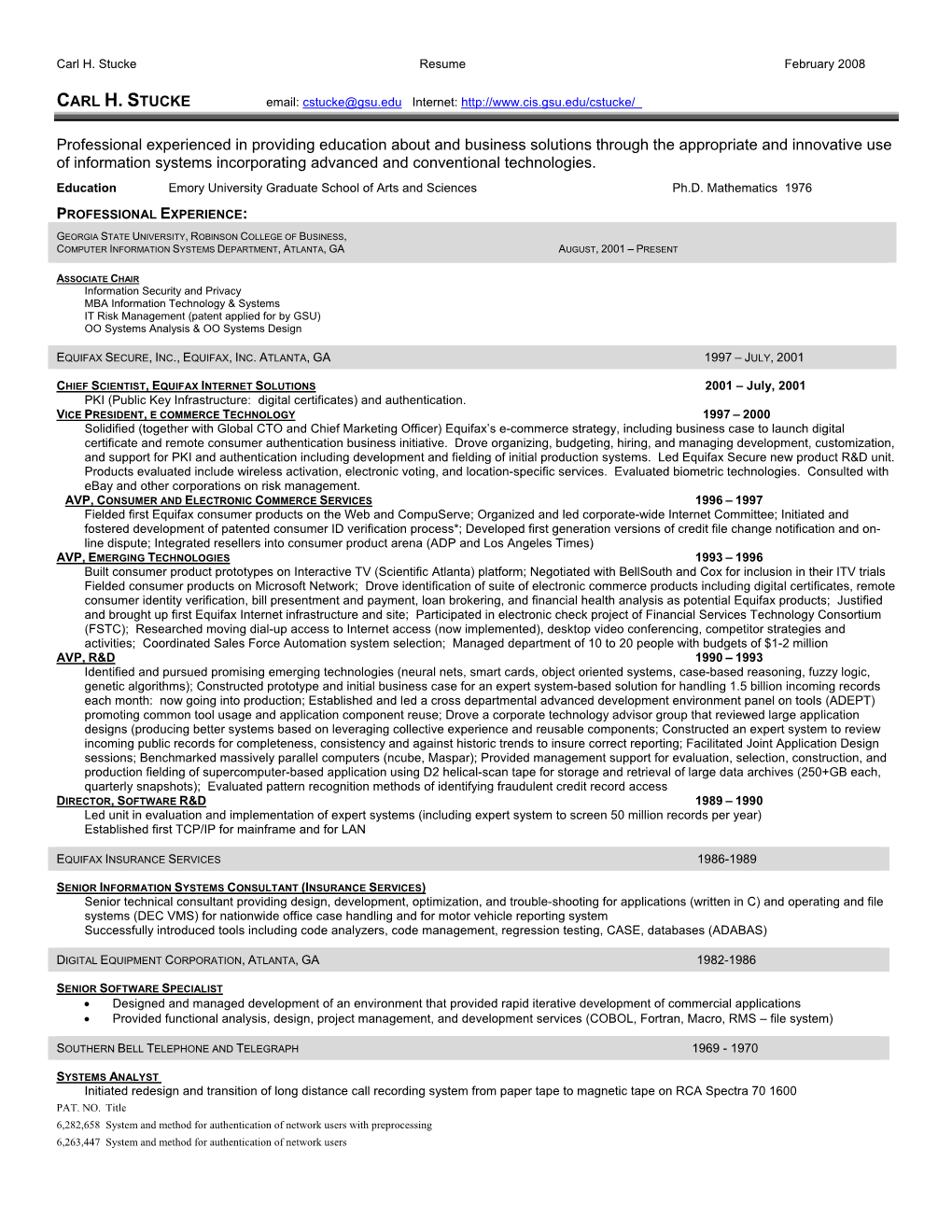 Resume February 2008