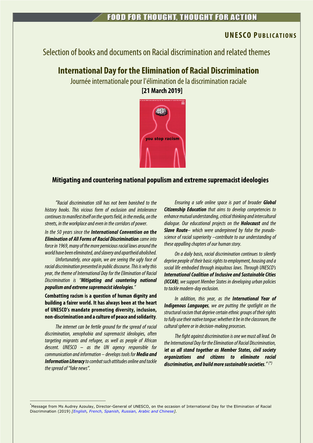 2019 International Day for the Elimination of Racial Discrimination