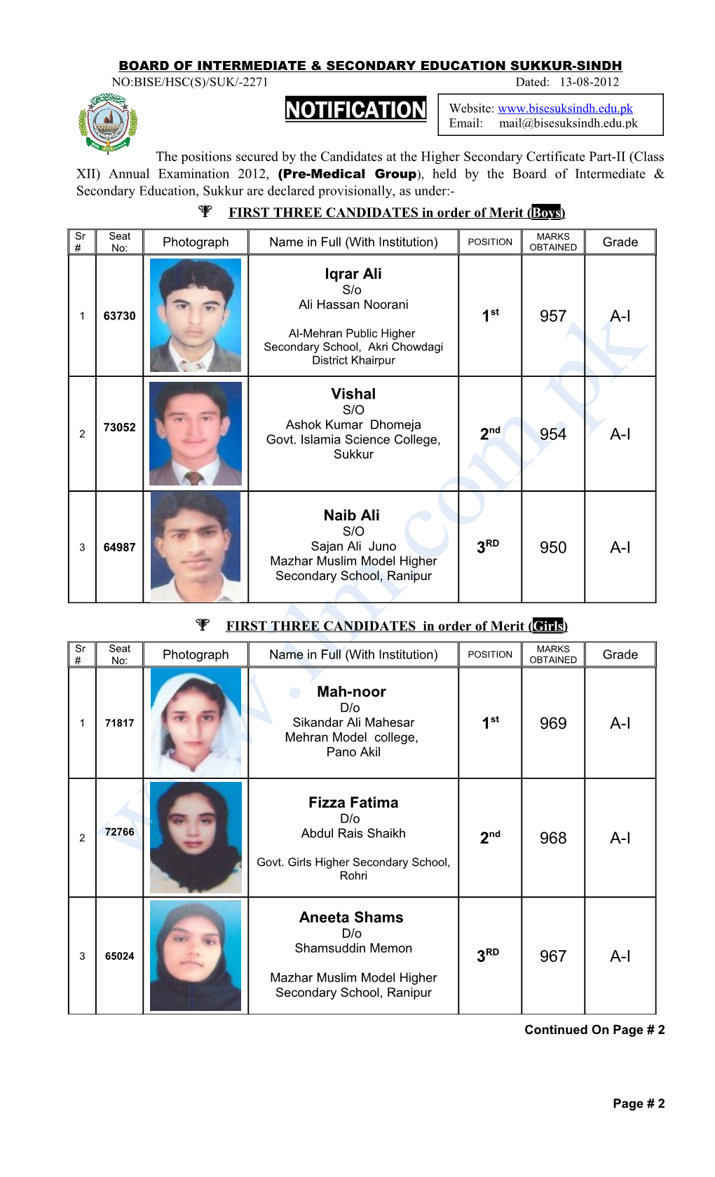 Board of Intermediate & Secondary Education Sukkur, Sindh s1