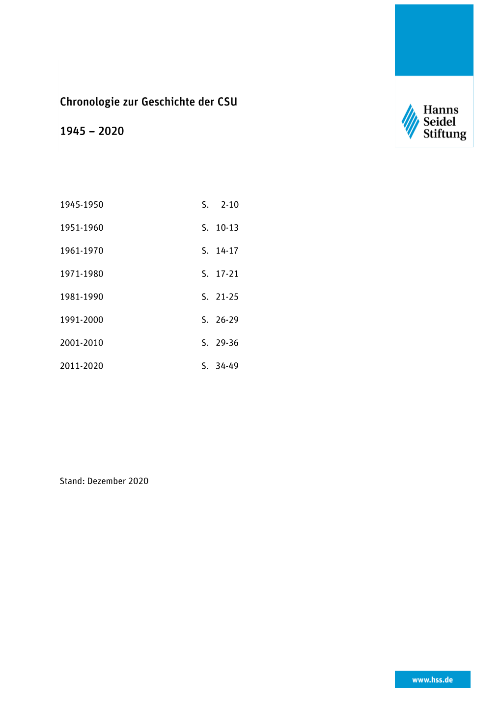 Chronologie Zur Geschichte Der CSU