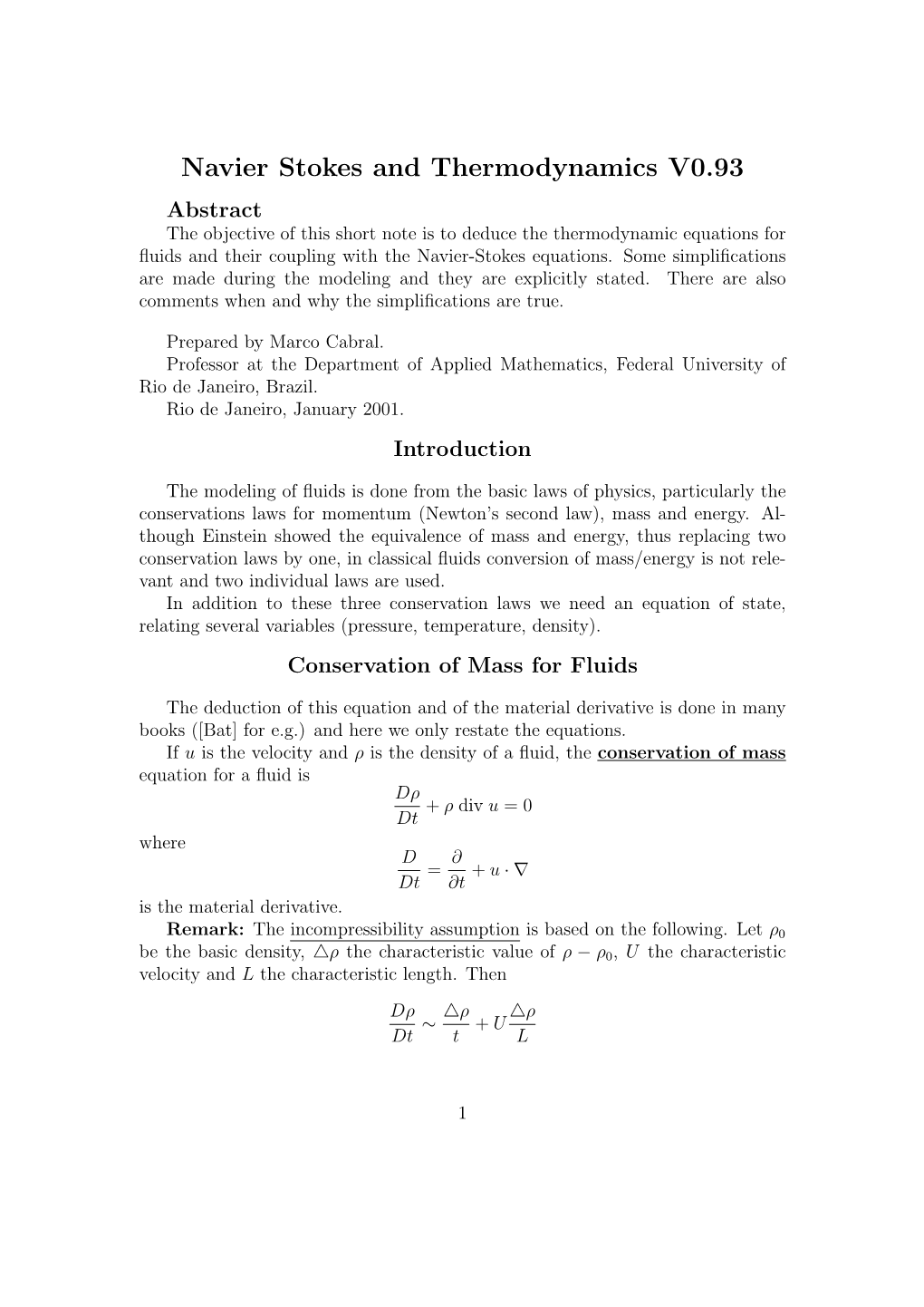 Navier Stokes and Thermodynamics V0.93