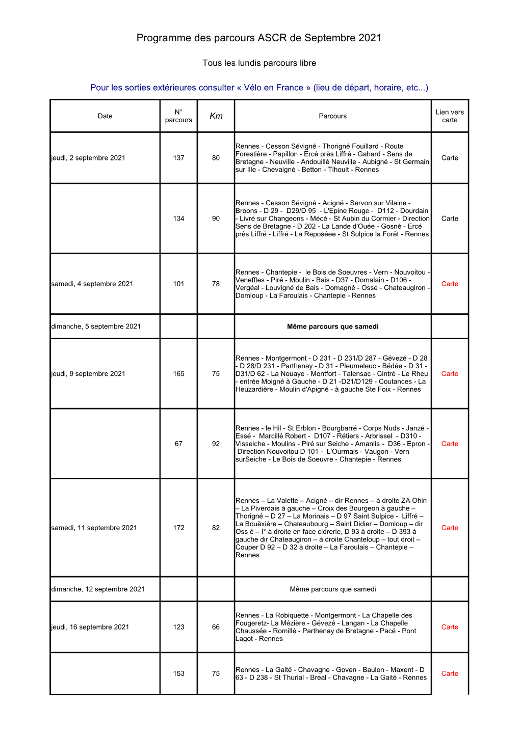 Programme Des Parcours ASCR De Septembre 2021