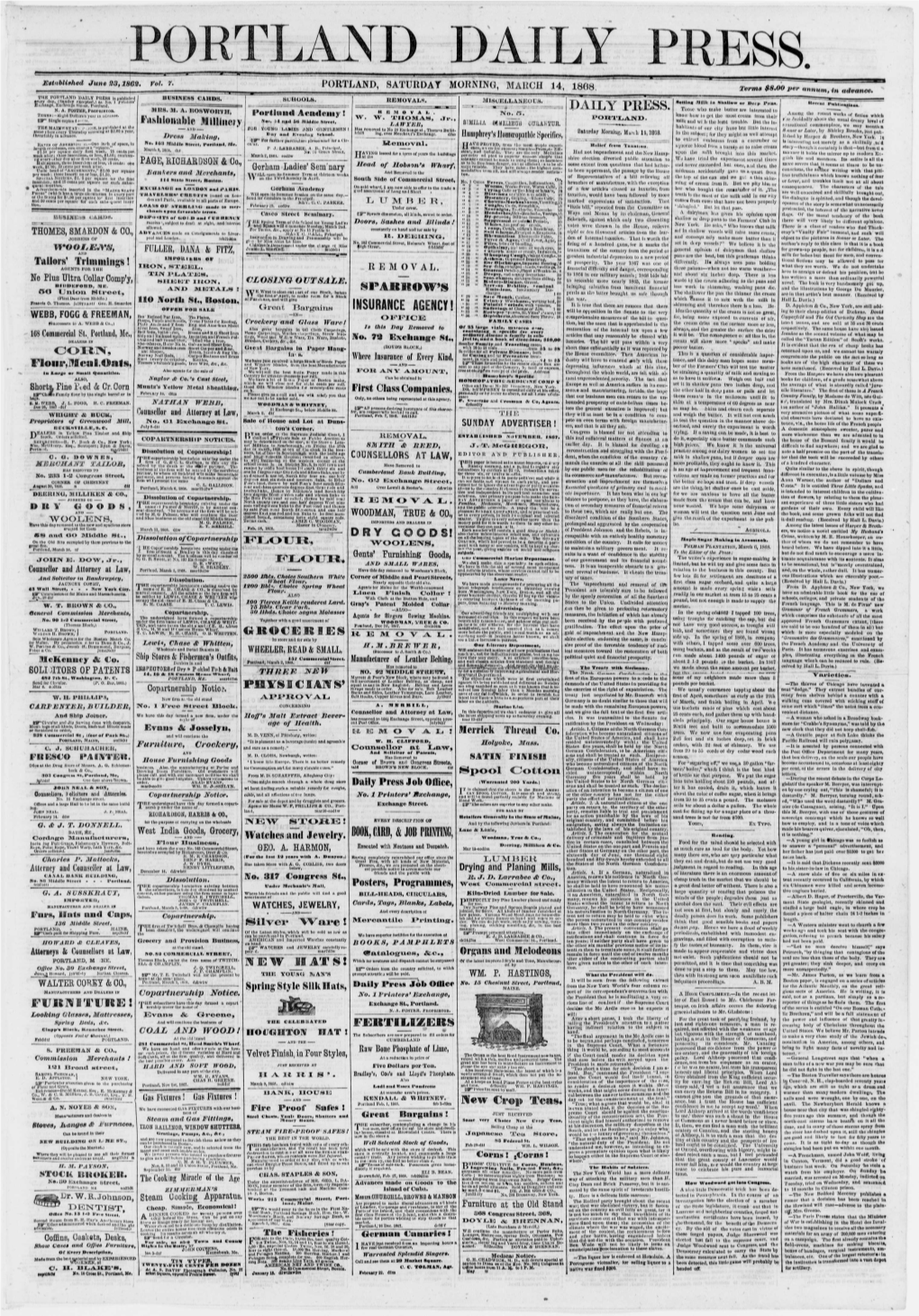 Portland Daily Press: March 14,1868