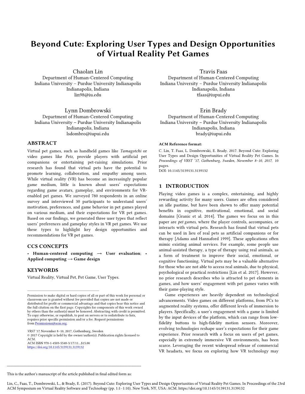 Exploring User Types and Design Opportunities of Virtual Reality Pet Games