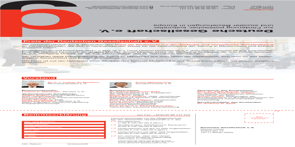 Deutsche Gesellschaft E. V. Zur Förderung Politischer, Kultureller Und Sozialer Beziehungen in Europa