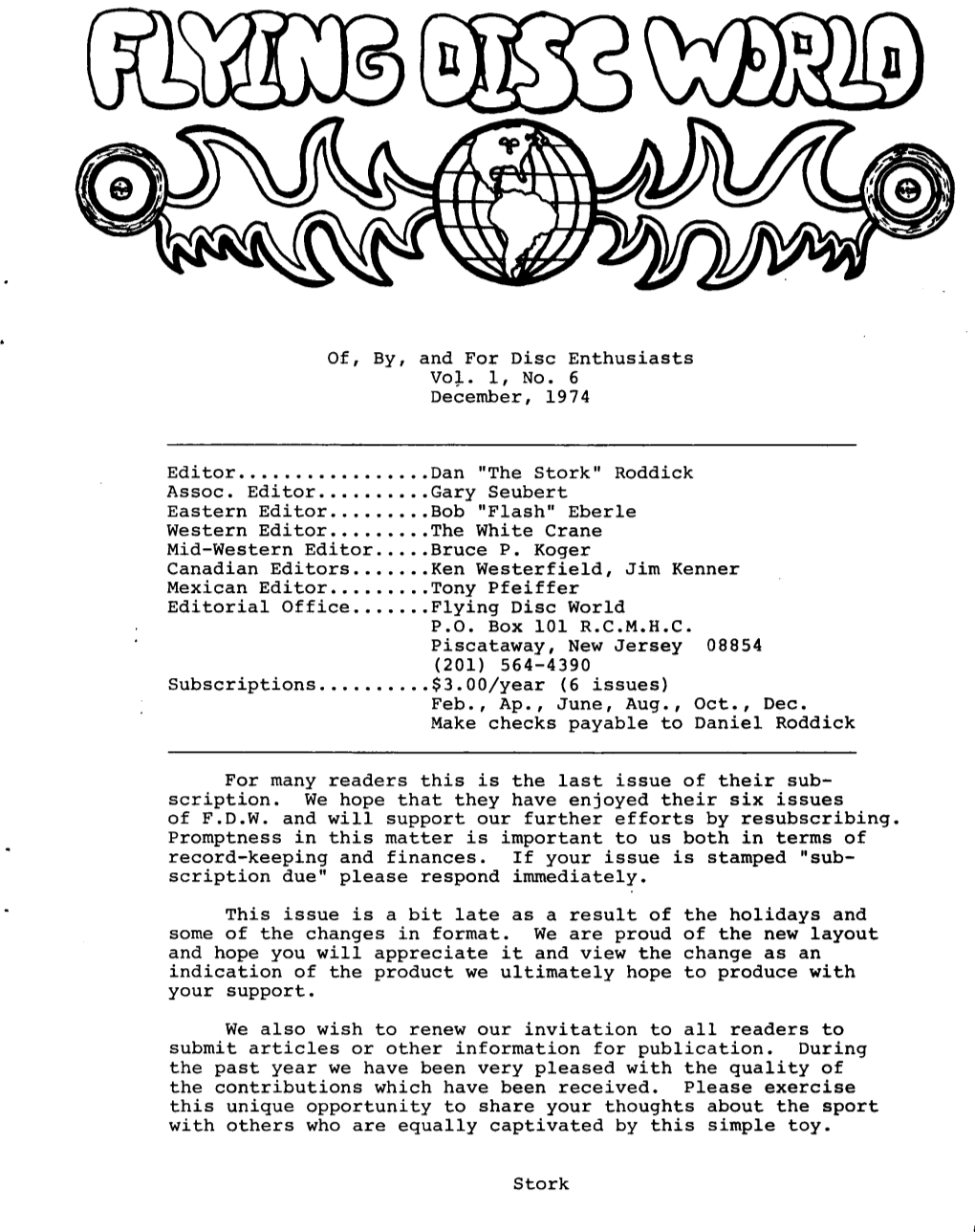 Flying Disc World V1n6 Dec74contributor