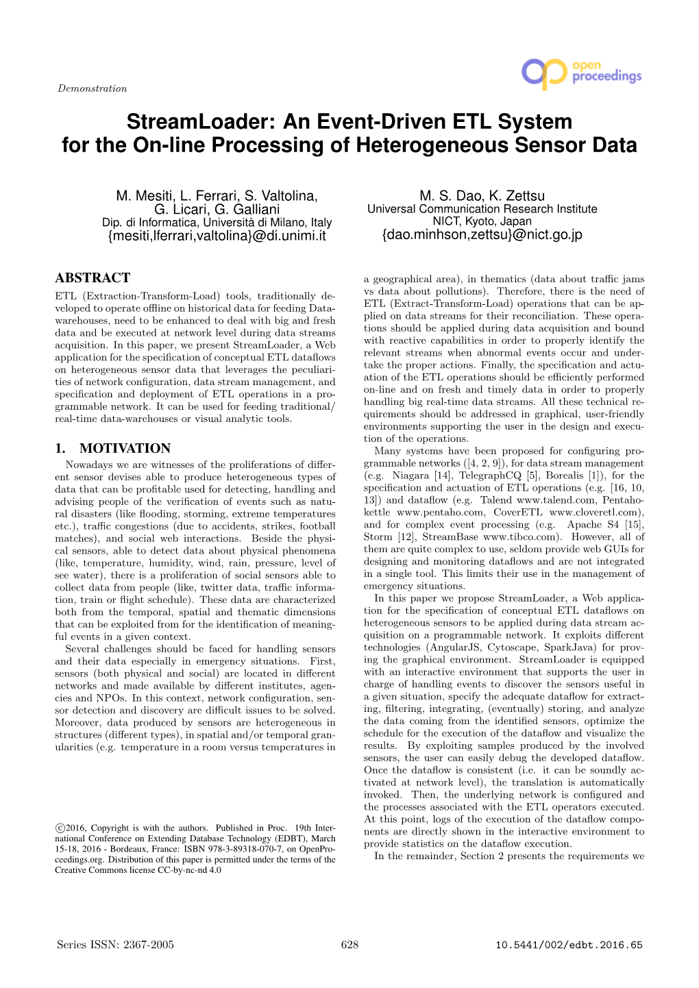 An Event-Driven ETL System for the On-Line Processing of Heterogeneous Sensor Data