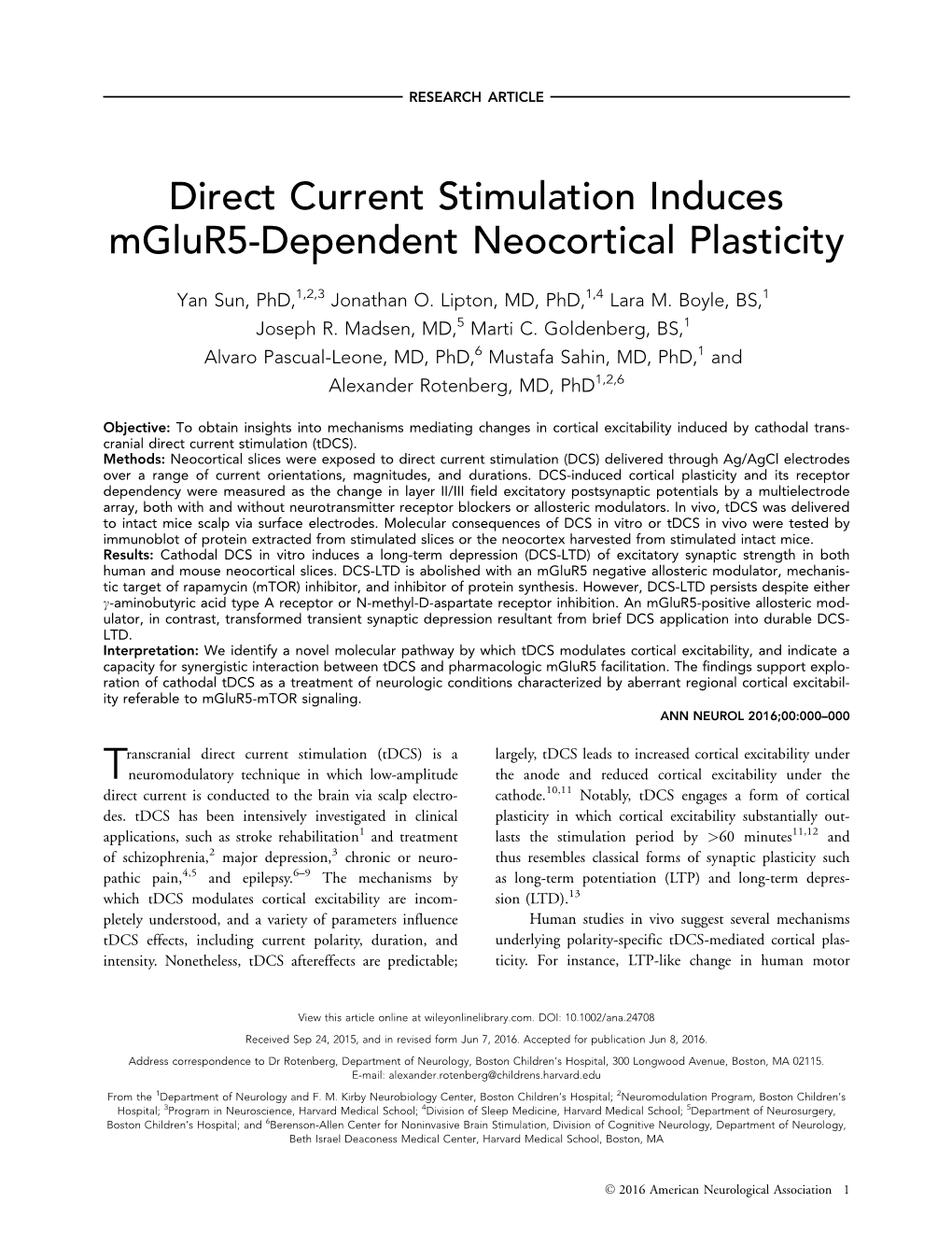 Direct Current Stimulation Induces Mglur5&#8208