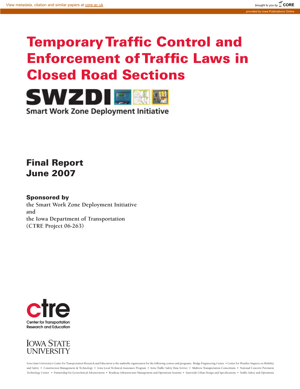 Temporary Traffic Control and Enforcement of Traffic Laws in Closed Road June 2007 Sections 6