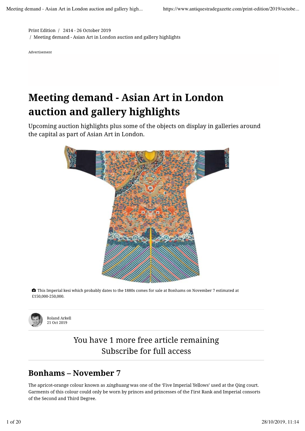 Meeting Demand - Asian Art in London Auction and Gallery High