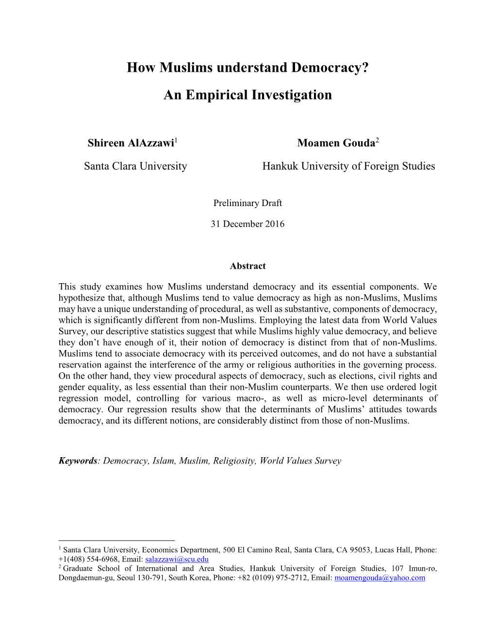 How Muslims Understand Democracy? an Empirical Investigation