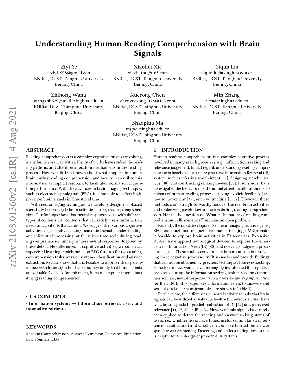 Understanding Human Reading Comprehension with Brain Signals