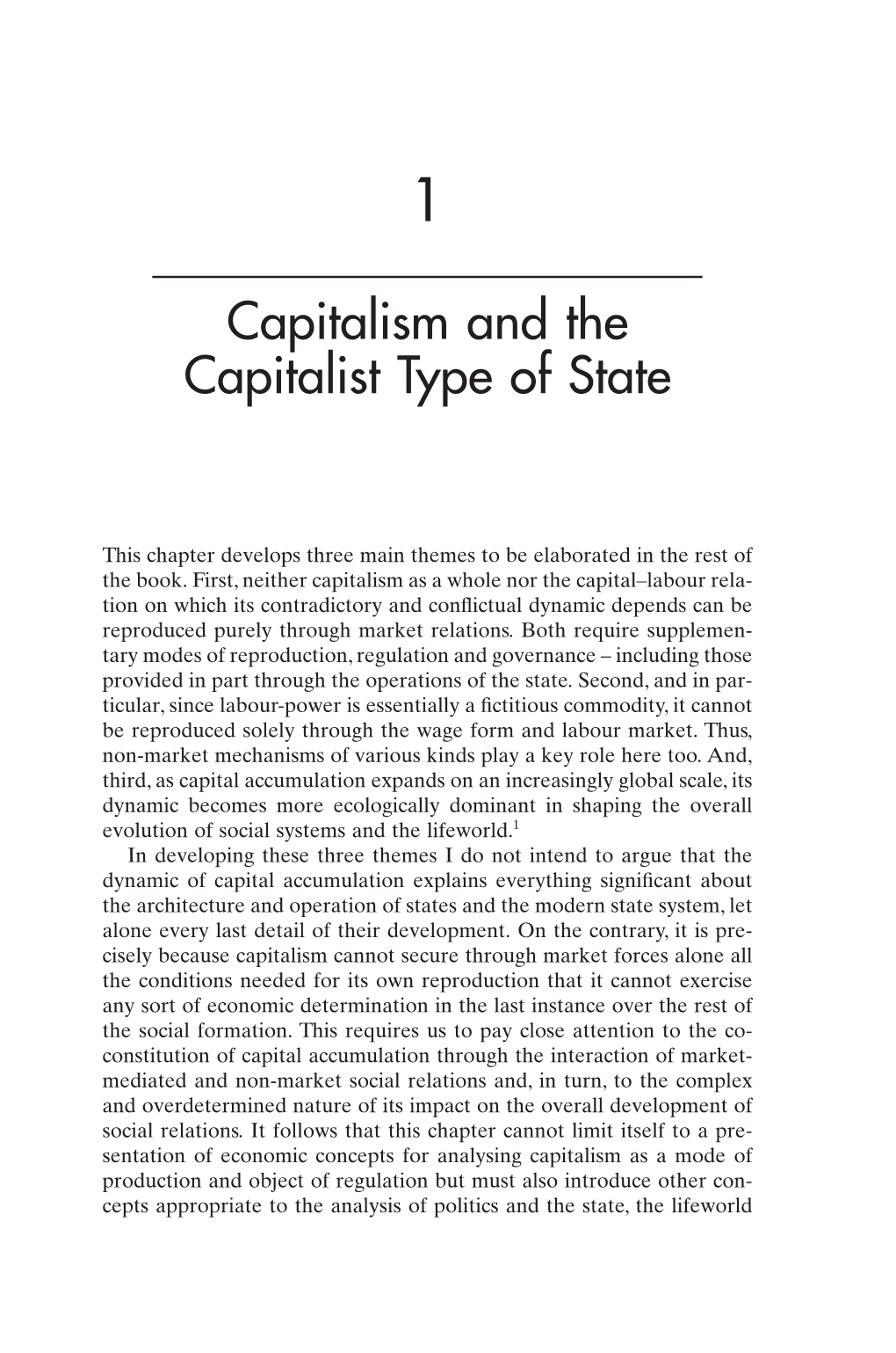 Capitalism and the Capitalist Type of State