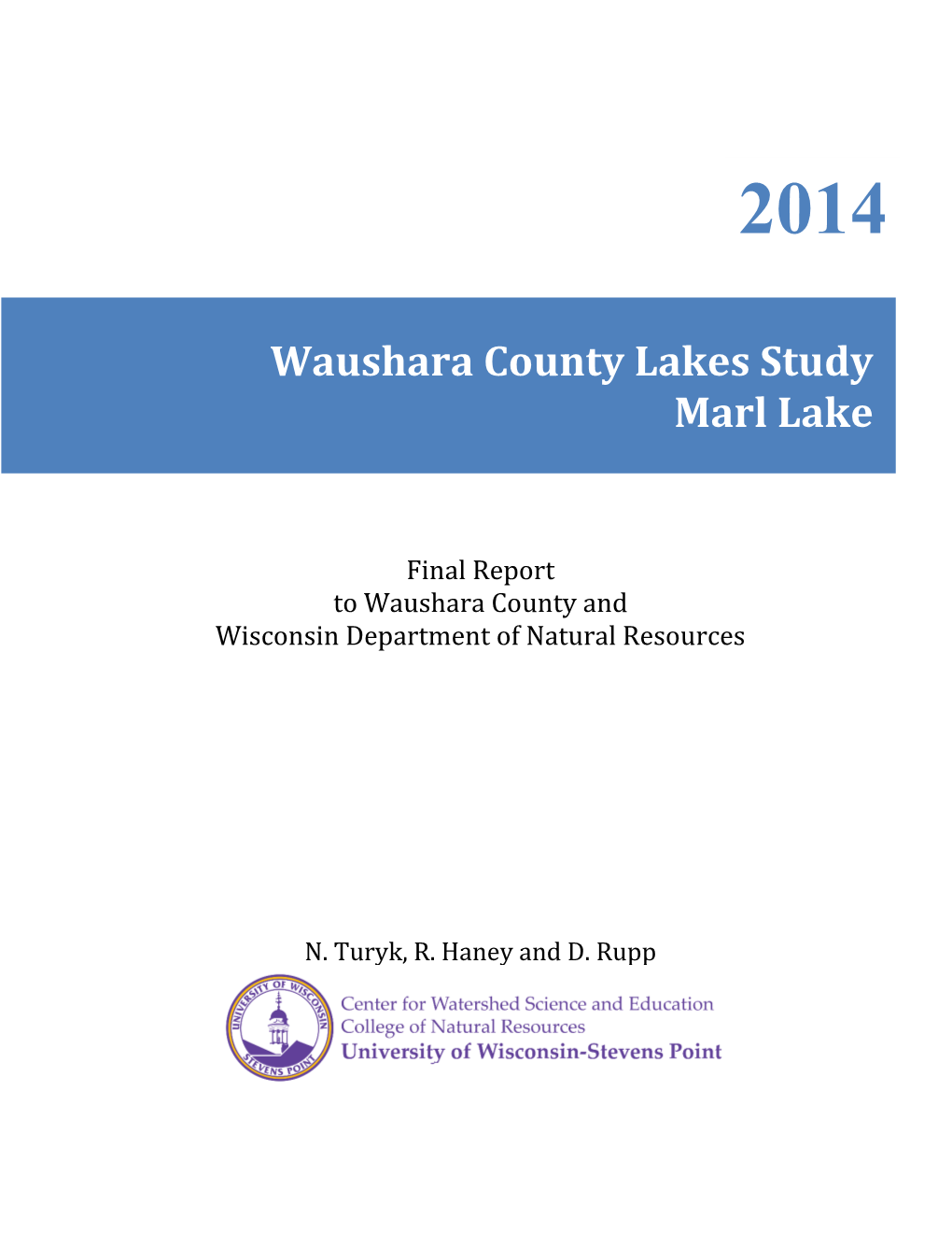 Waushara County Lakes Study Marl Lake 2014