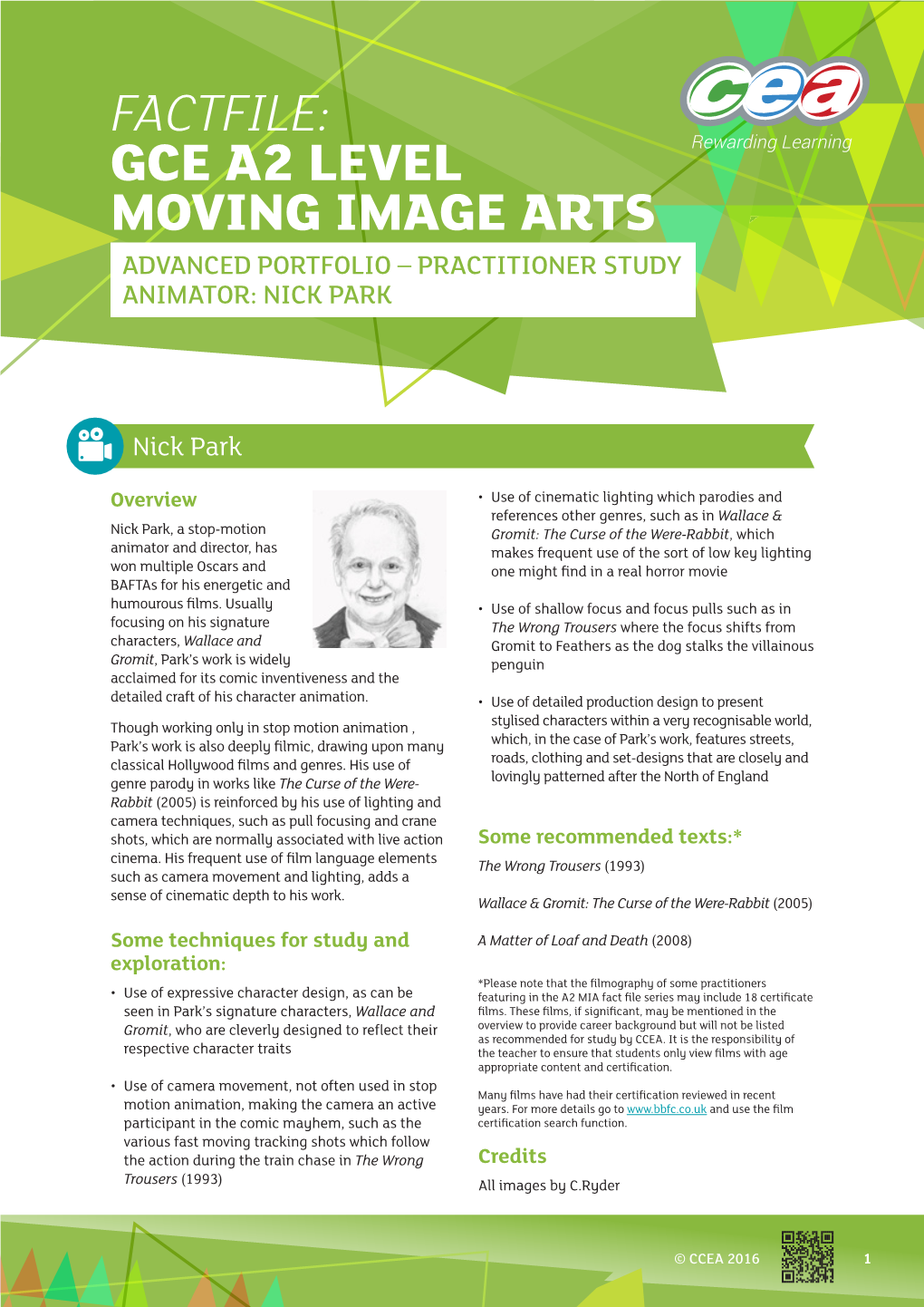 Gce A2 Level Moving Image Arts Advanced Portfolio – Practitioner Study Animator: Nick Park