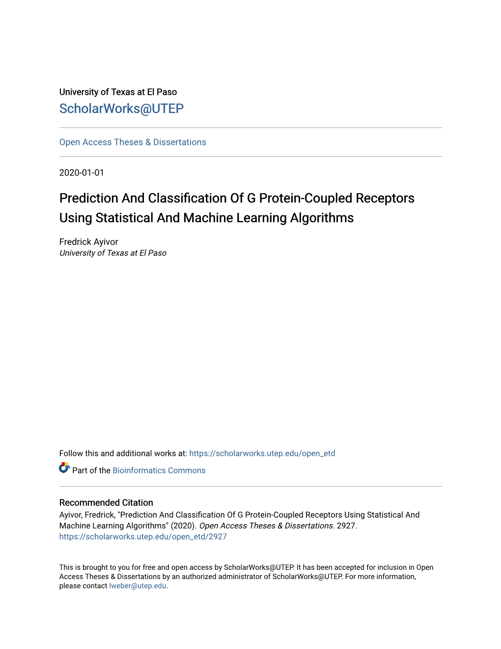 Prediction and Classification of G Protein-Coupled Receptors Using Statistical and Machine Learning Algorithms