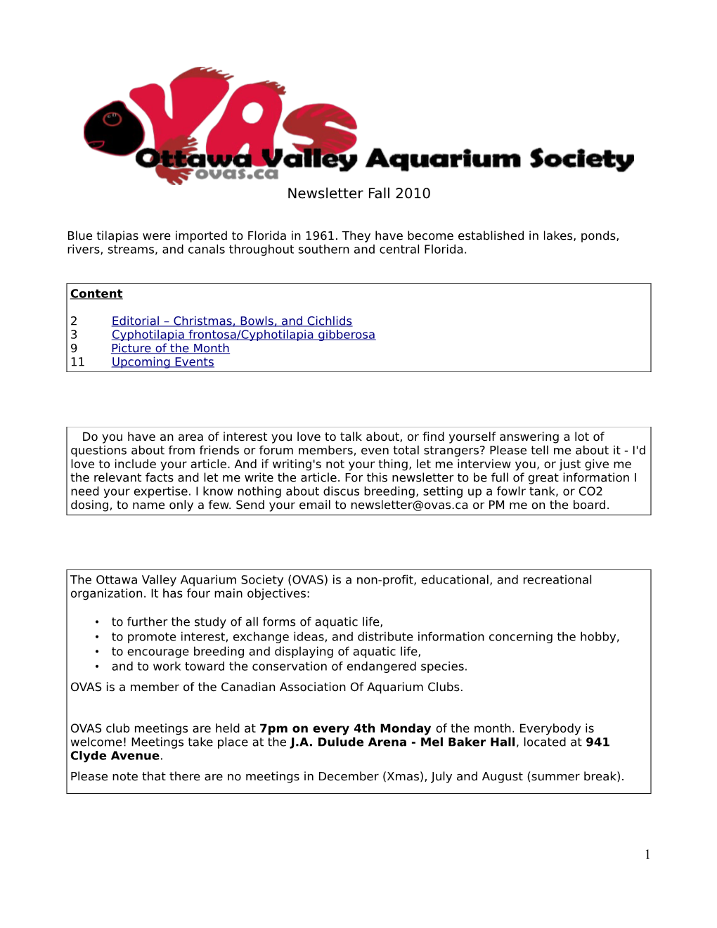 Newsletter Fall 2010 1