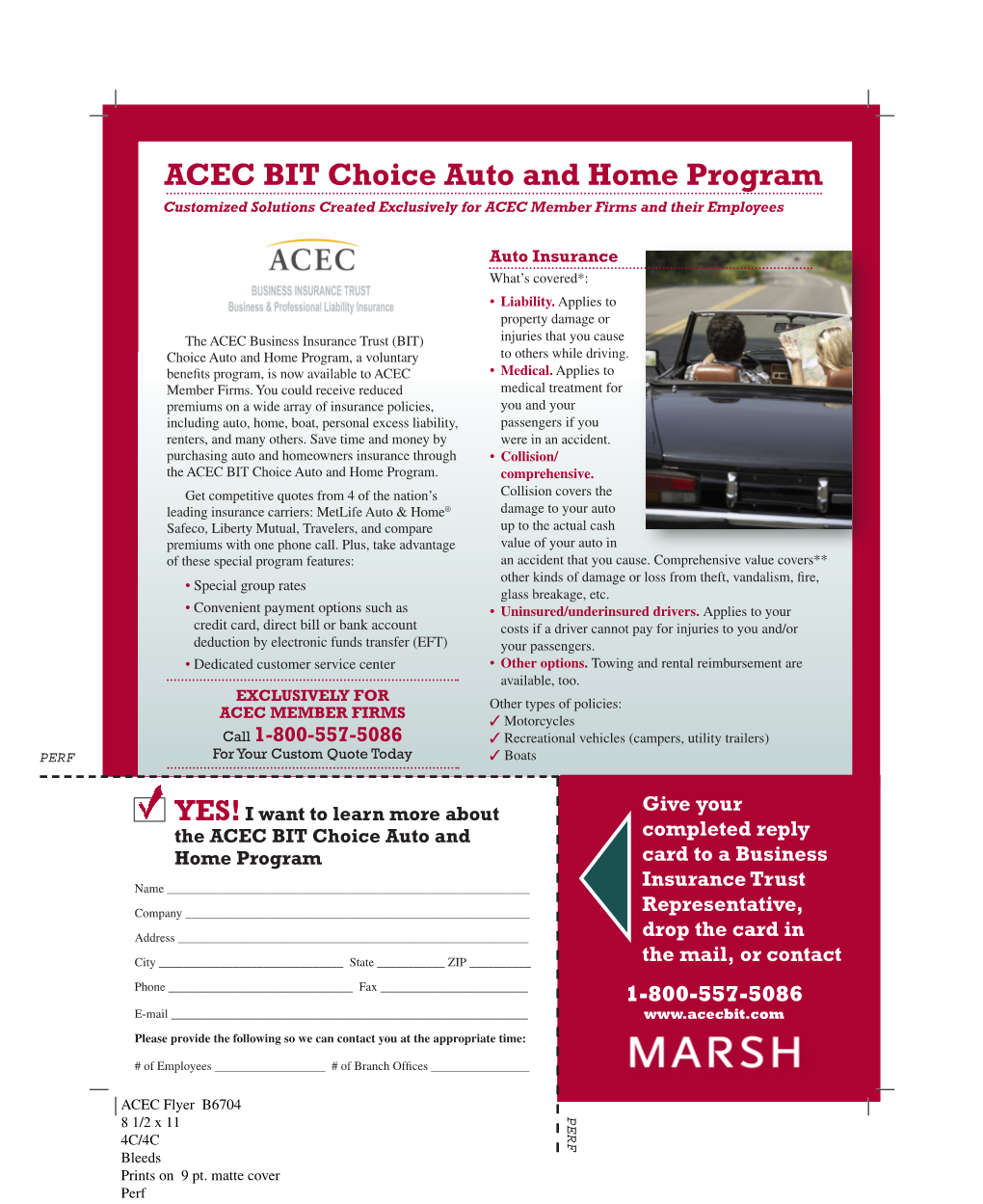 ACEC BIT Choice Auto and Home Program Customized Solutions Created Exclusively for ACEC Member Firms and Their Employees