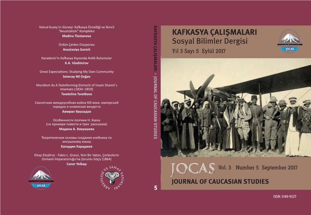 KAFKASYA ÇALIŞMALARI SOSYAL BİLİMLER DERGİSİ Journal of Caucasian Studies Журнал «Кавказоведческие Исследования»