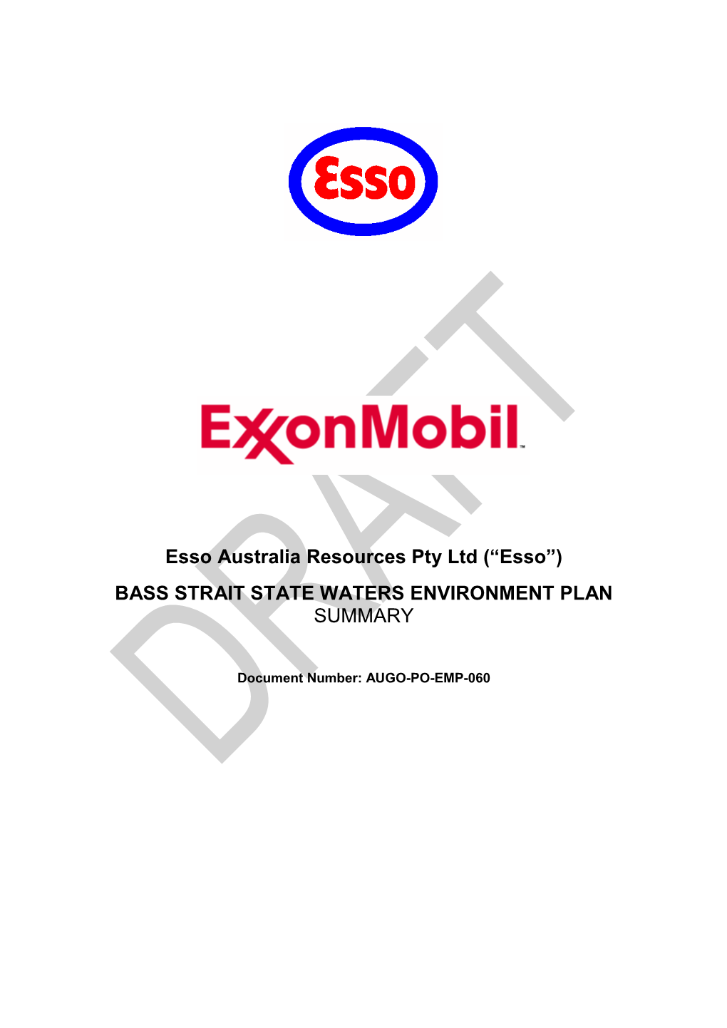 Bass Strait State Waters Environment Plan Summary