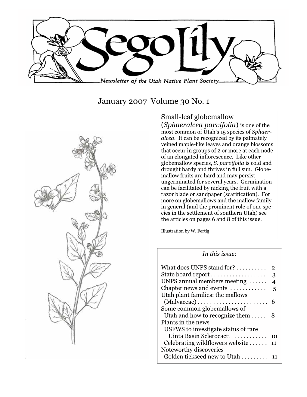 January 2007 Volume 30 No. 1