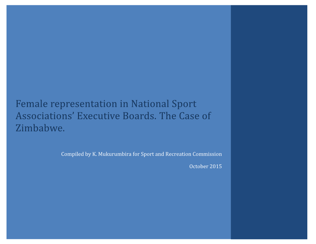Female Representation in National Sport Associations' Executive Boards. the Case of Zimbabwe