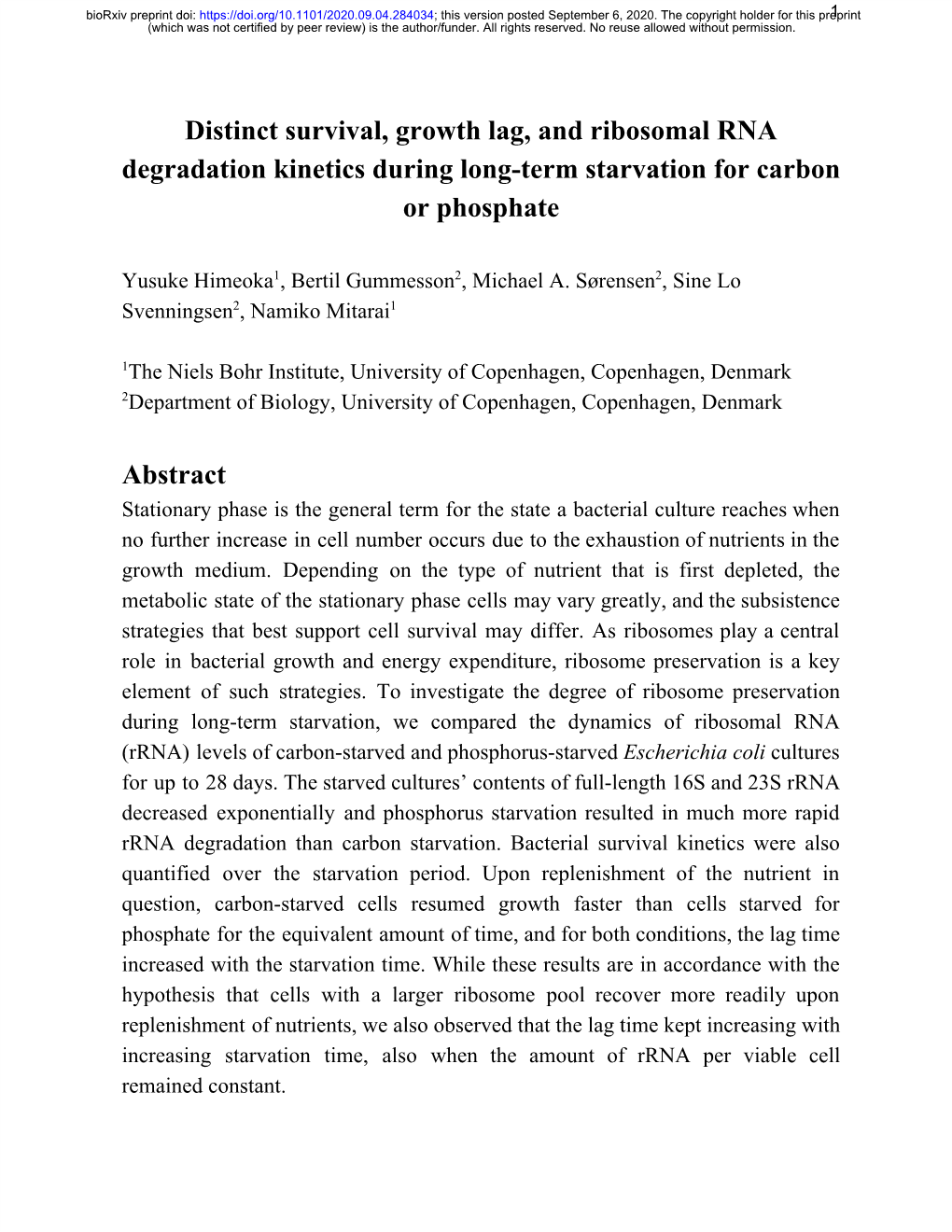 Distinct Survival, Growth Lag, and Ribosomal RNA Degradation Kinetics During Long-Term Starvation for Carbon Or Phosphate