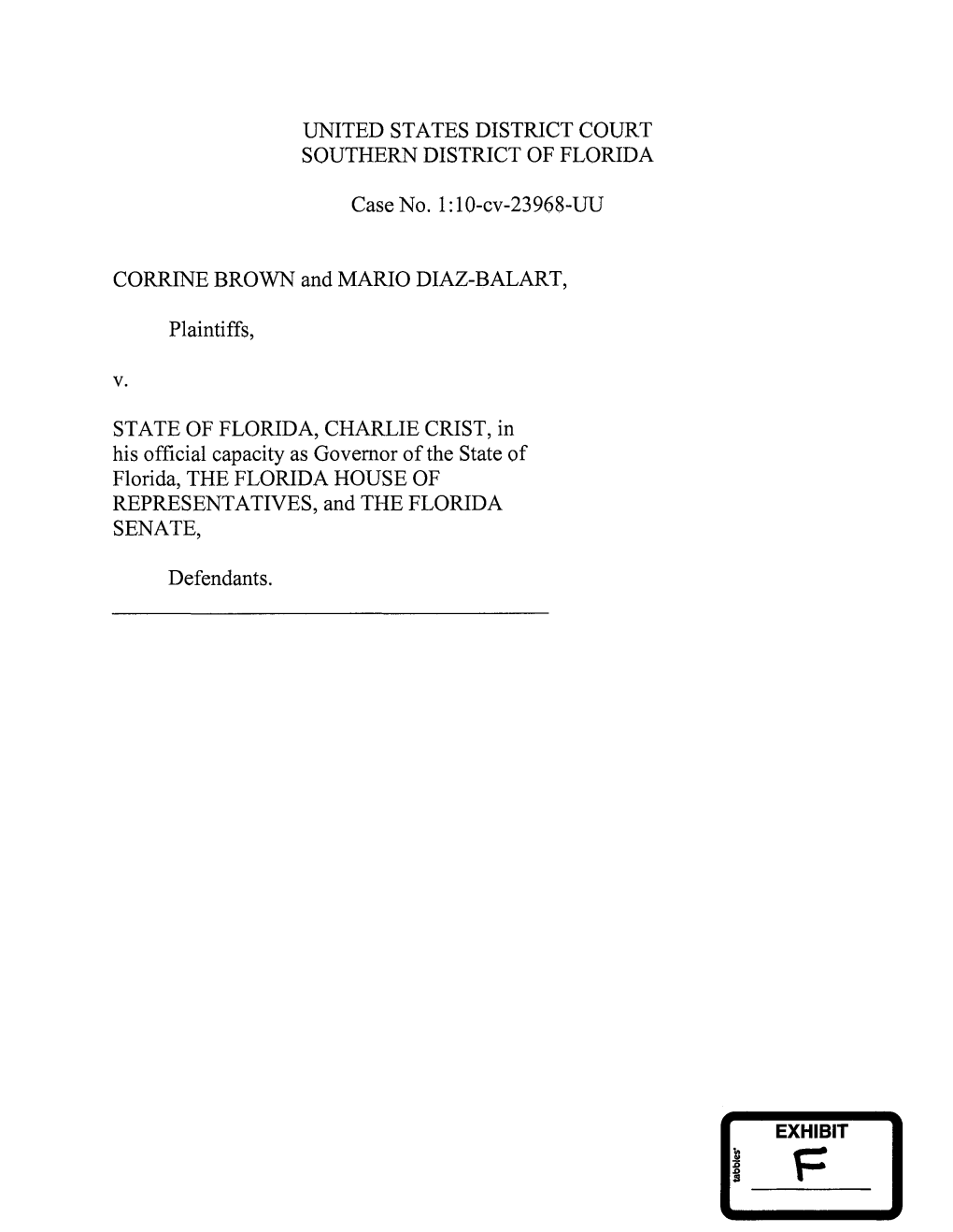 Diaz-Balart V. Scott Case Files