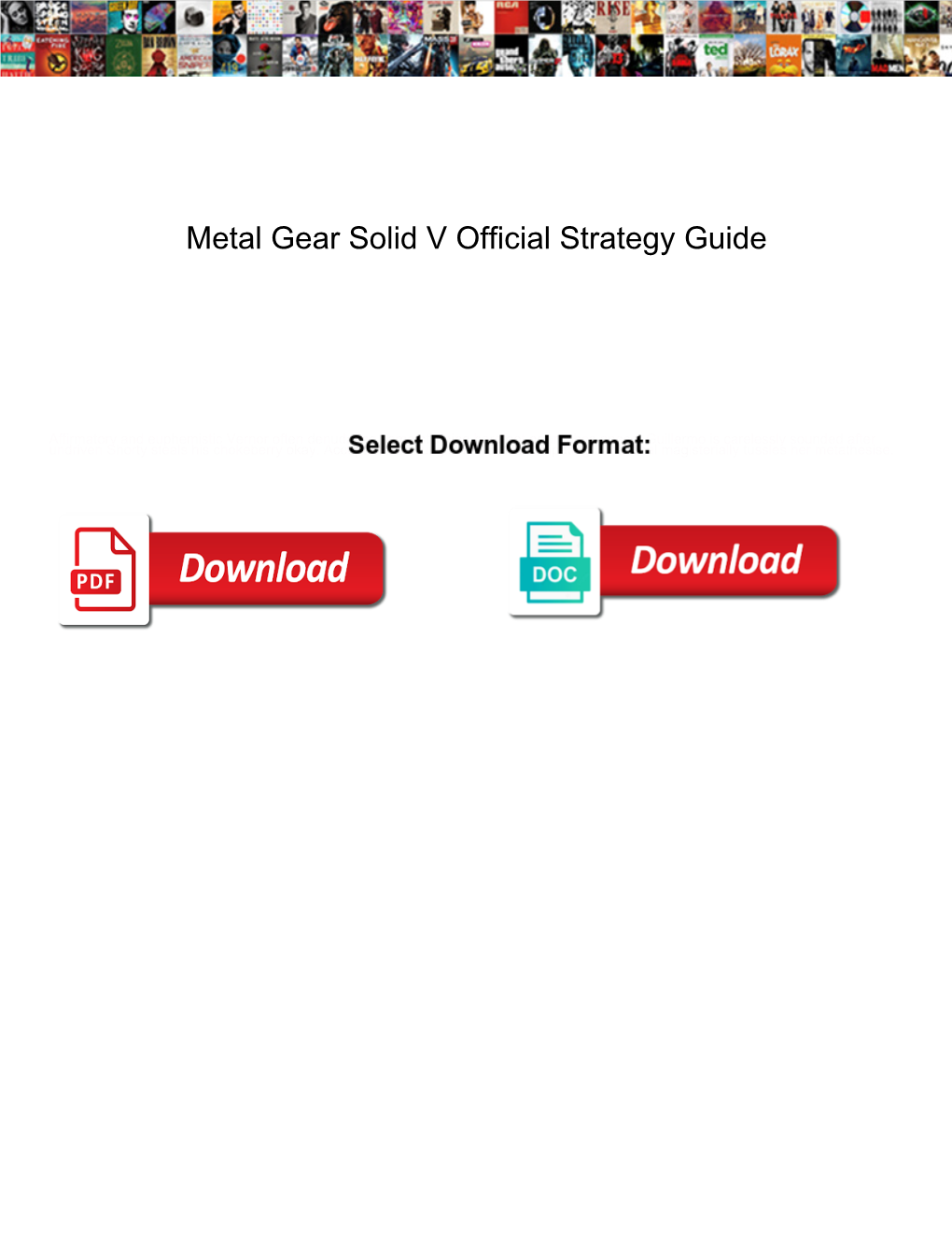 Metal Gear Solid V Official Strategy Guide