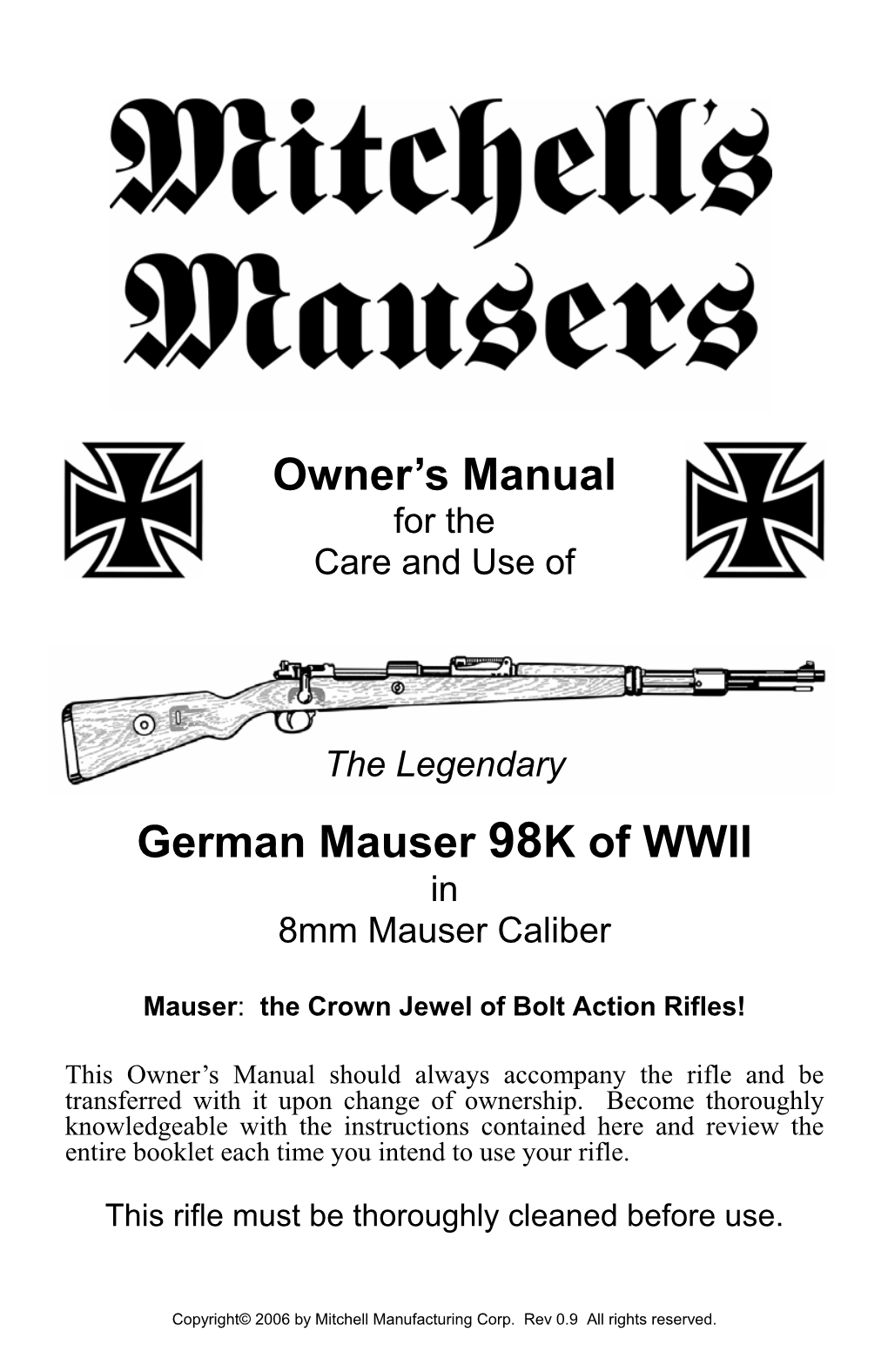 Owner's Manual German Mauser 98K of WWII