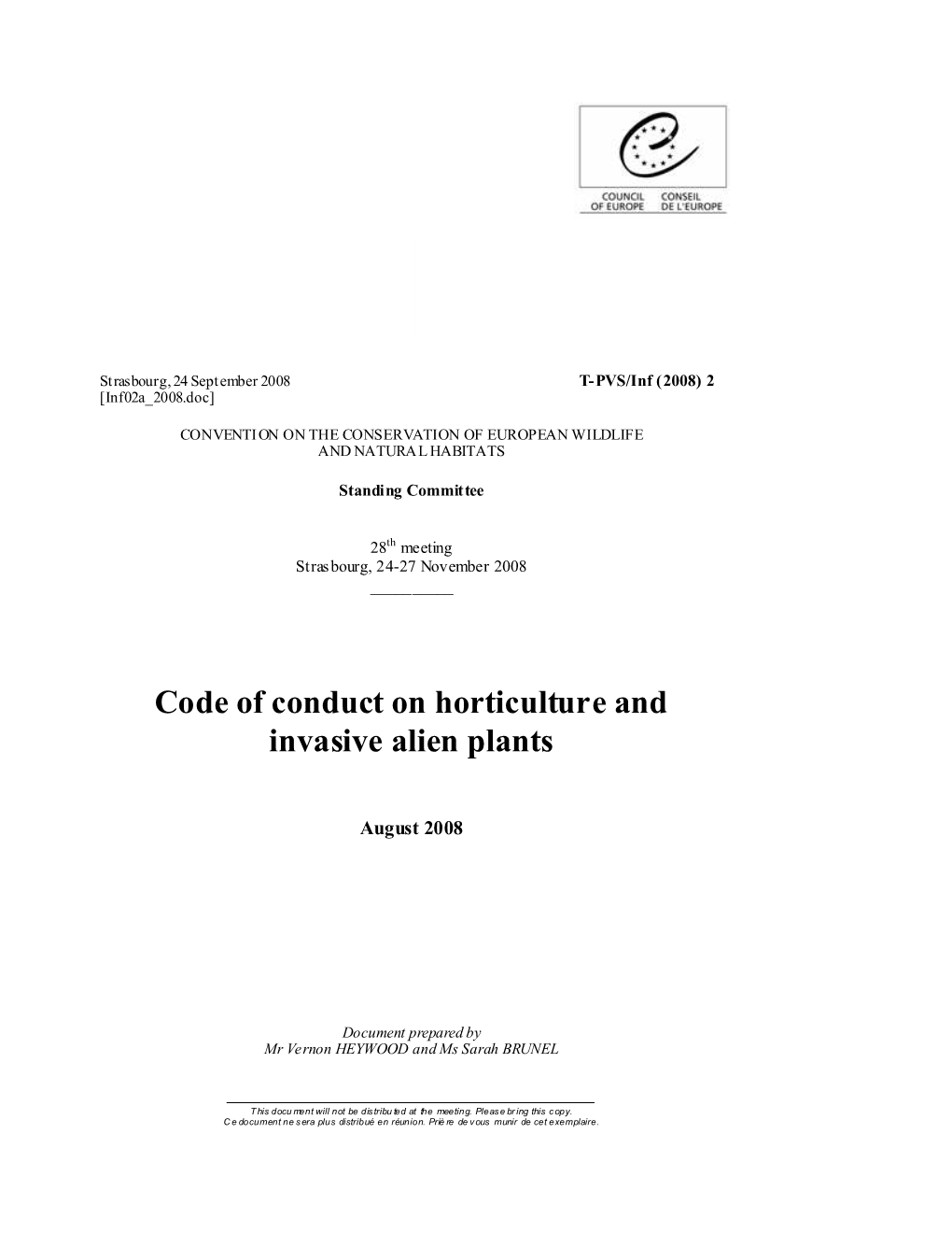 Code of Conduct on Horticulture and Invasive Alien Plants