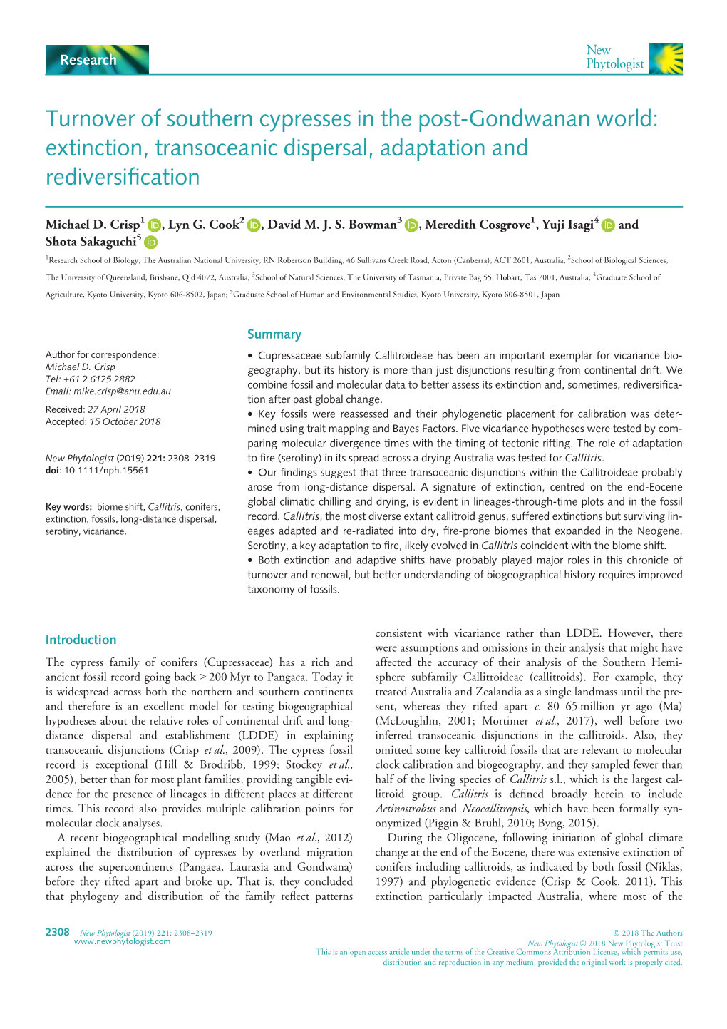 Extinction, Transoceanic Dispersal, Adaptation and Rediversification