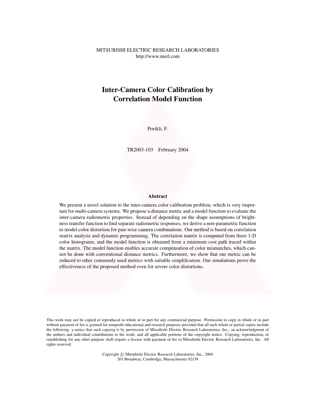 Inter-Camera Color Calibration by Correlation Model Function