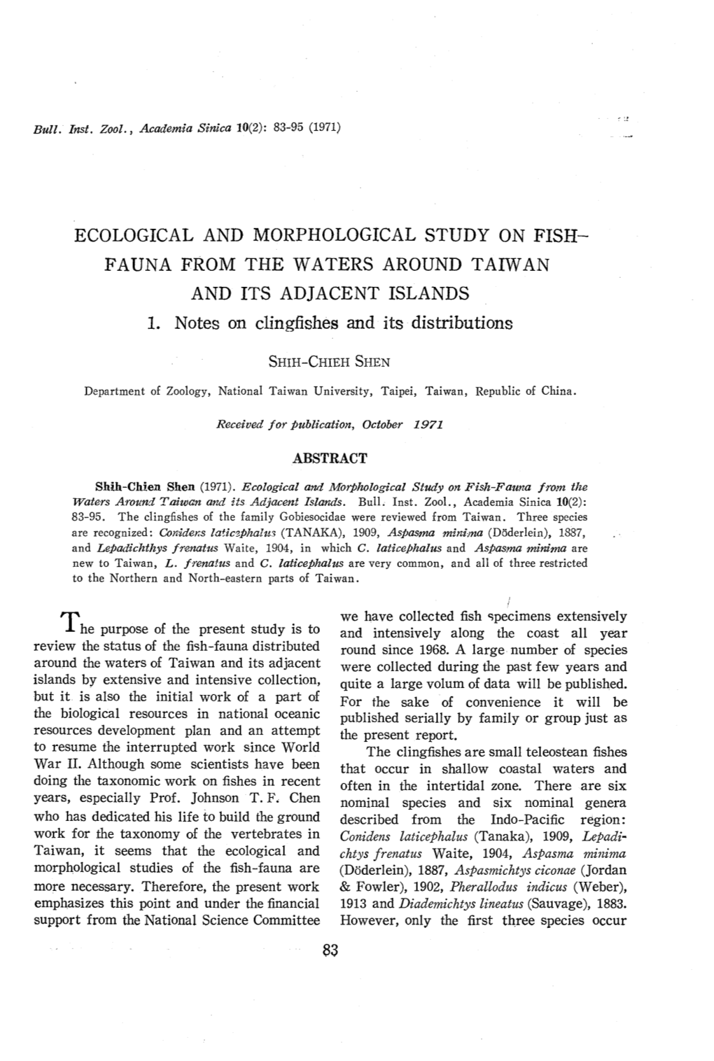 Ecological and Morphological Study on Fish-Fauna