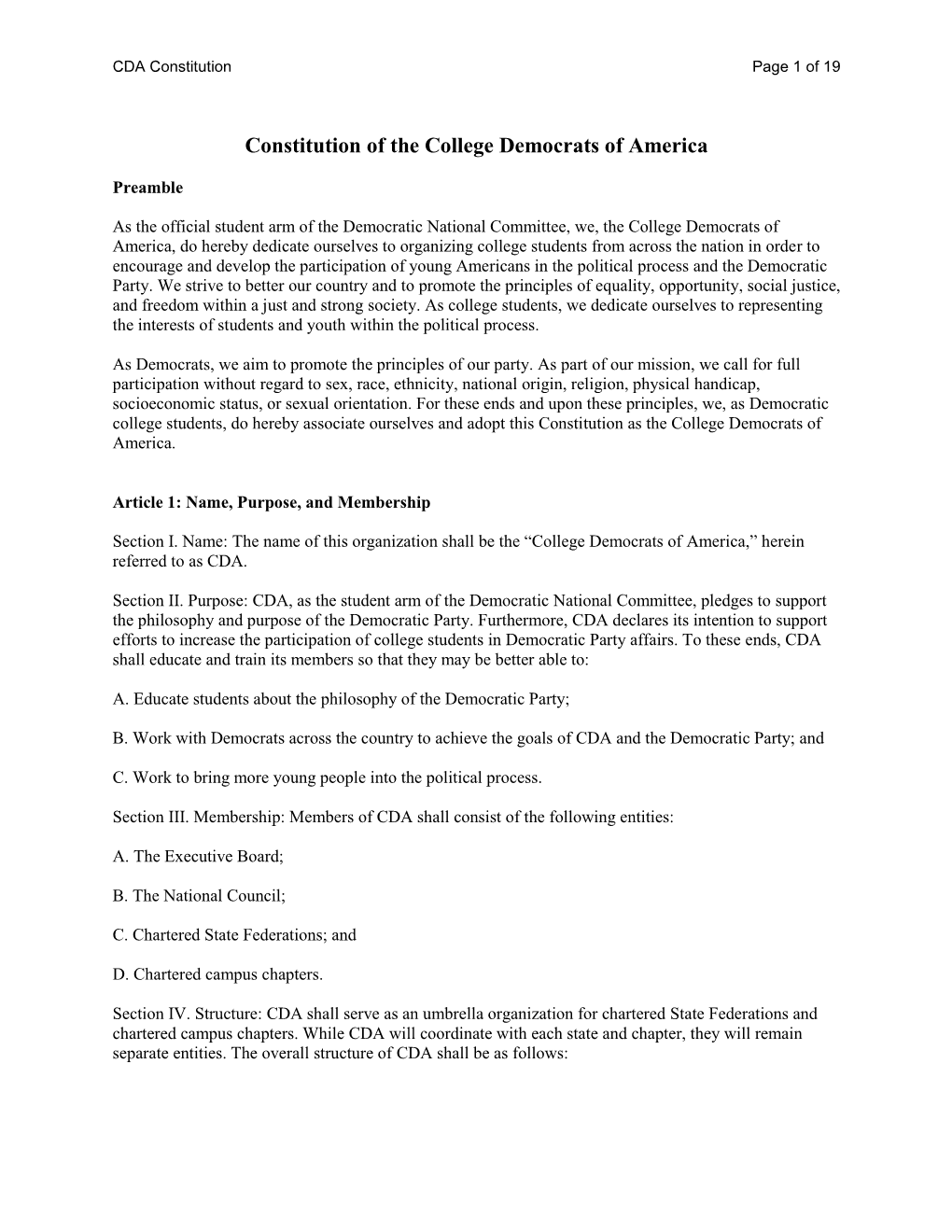 Constitution of the College Democrats of America