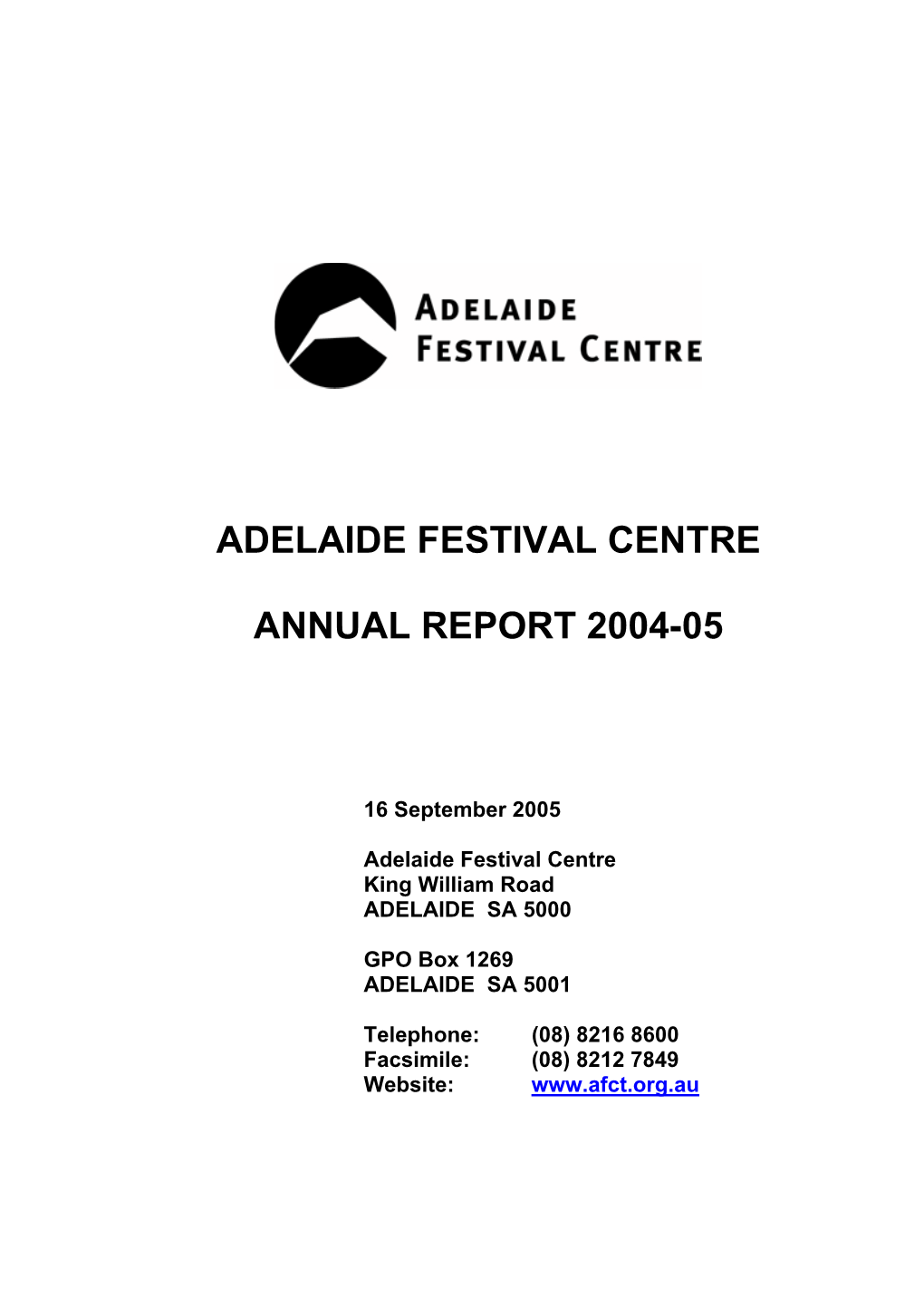 Adelaide Festival Centre Annual Report 2004-05