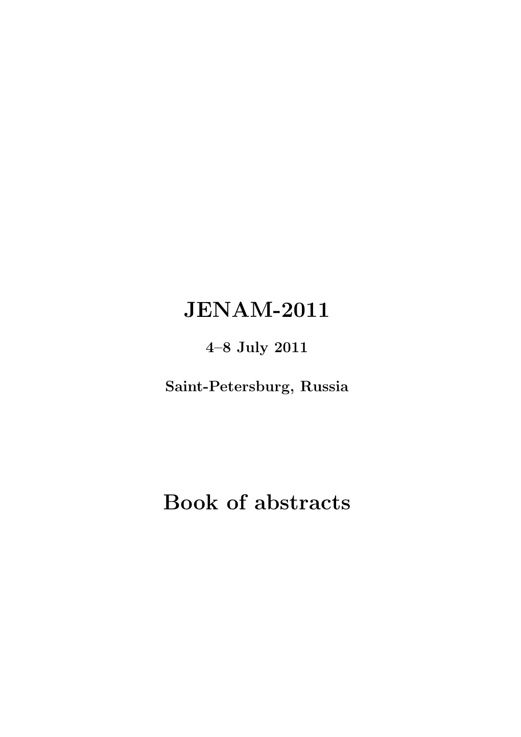 JENAM-2011 Book of Abstracts