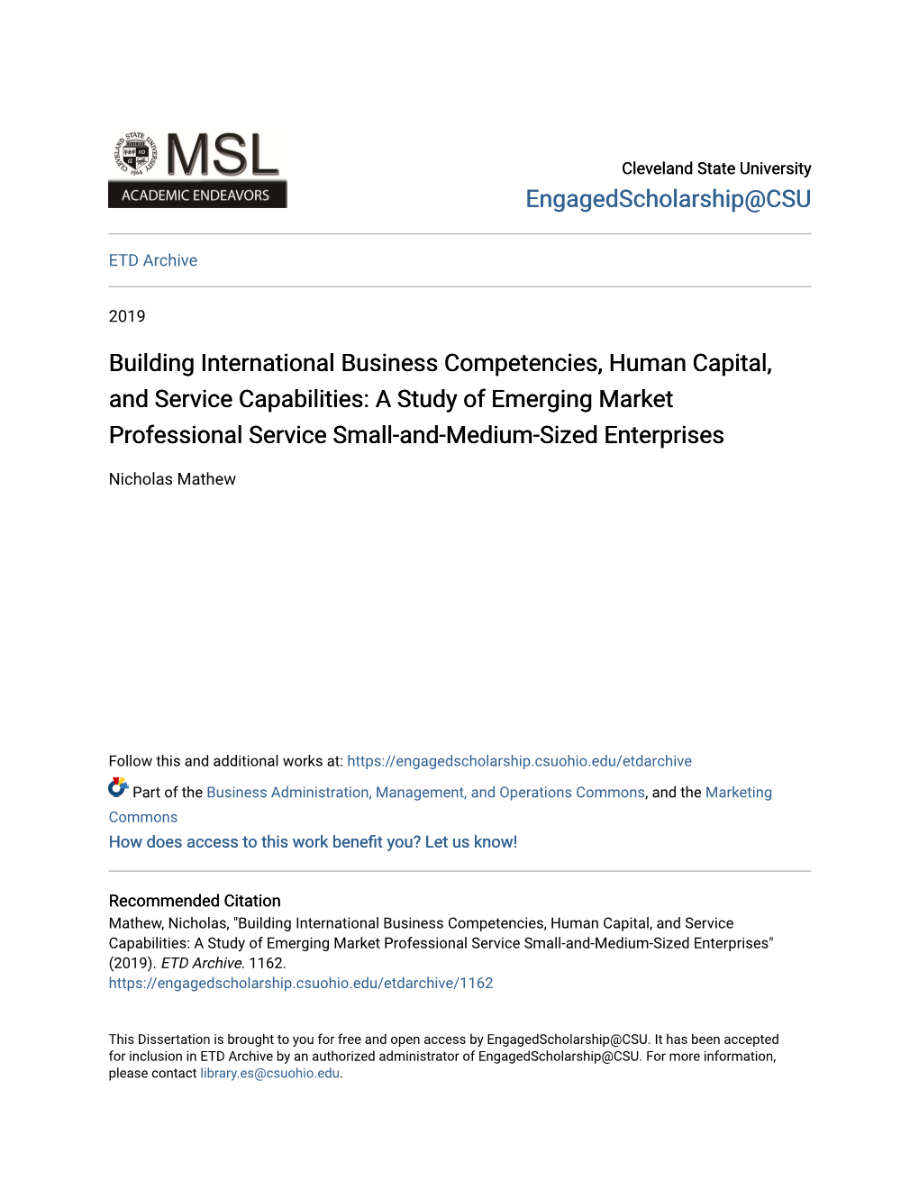 Building International Business Competencies, Human Capital, And