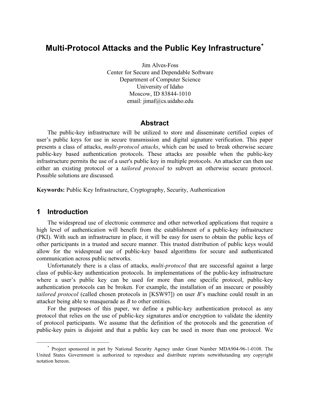 Multi-Protocol Attacks and the Public Key Infrastructure*