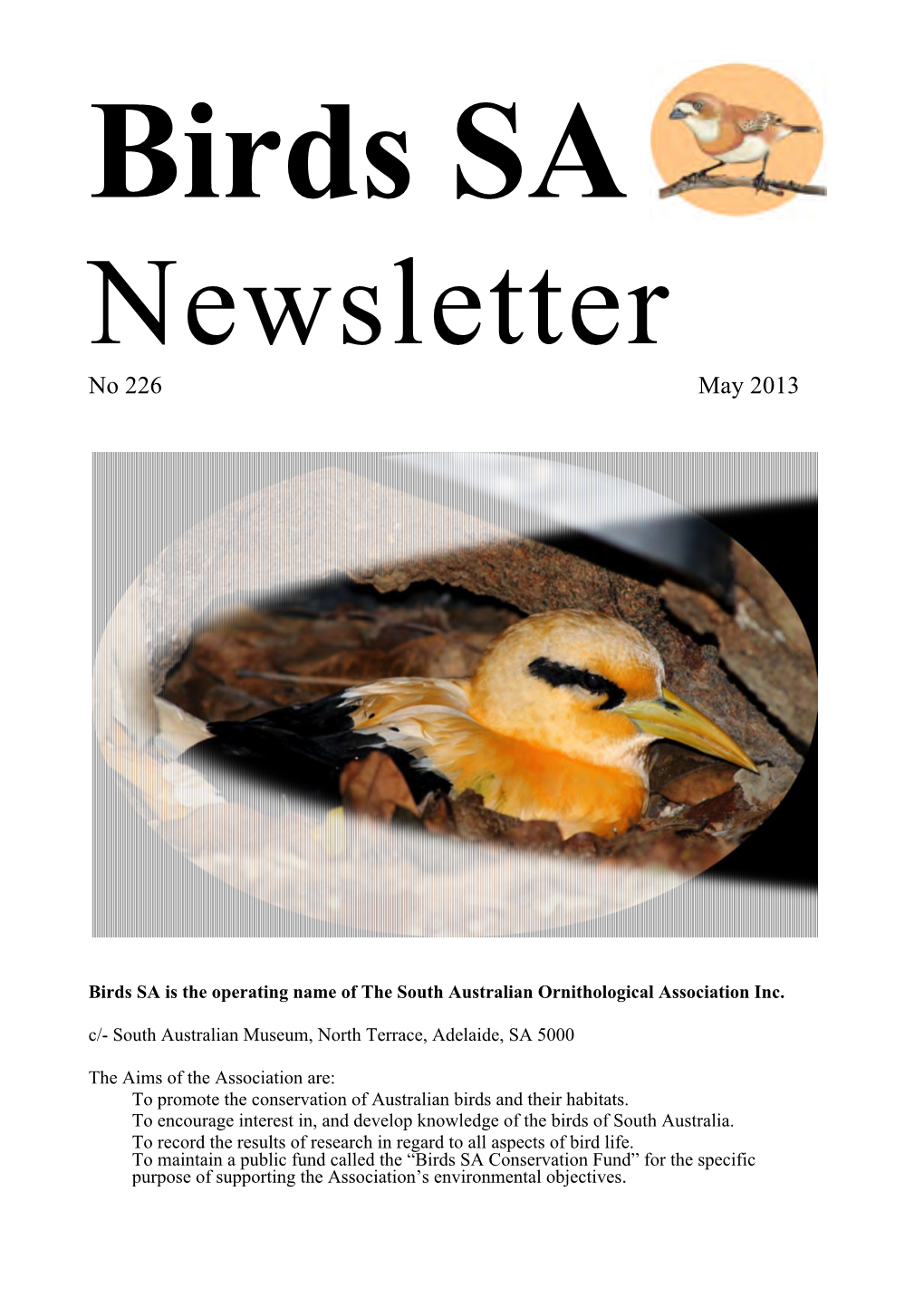 Birds SA Newsletter,May 2013 Part 1