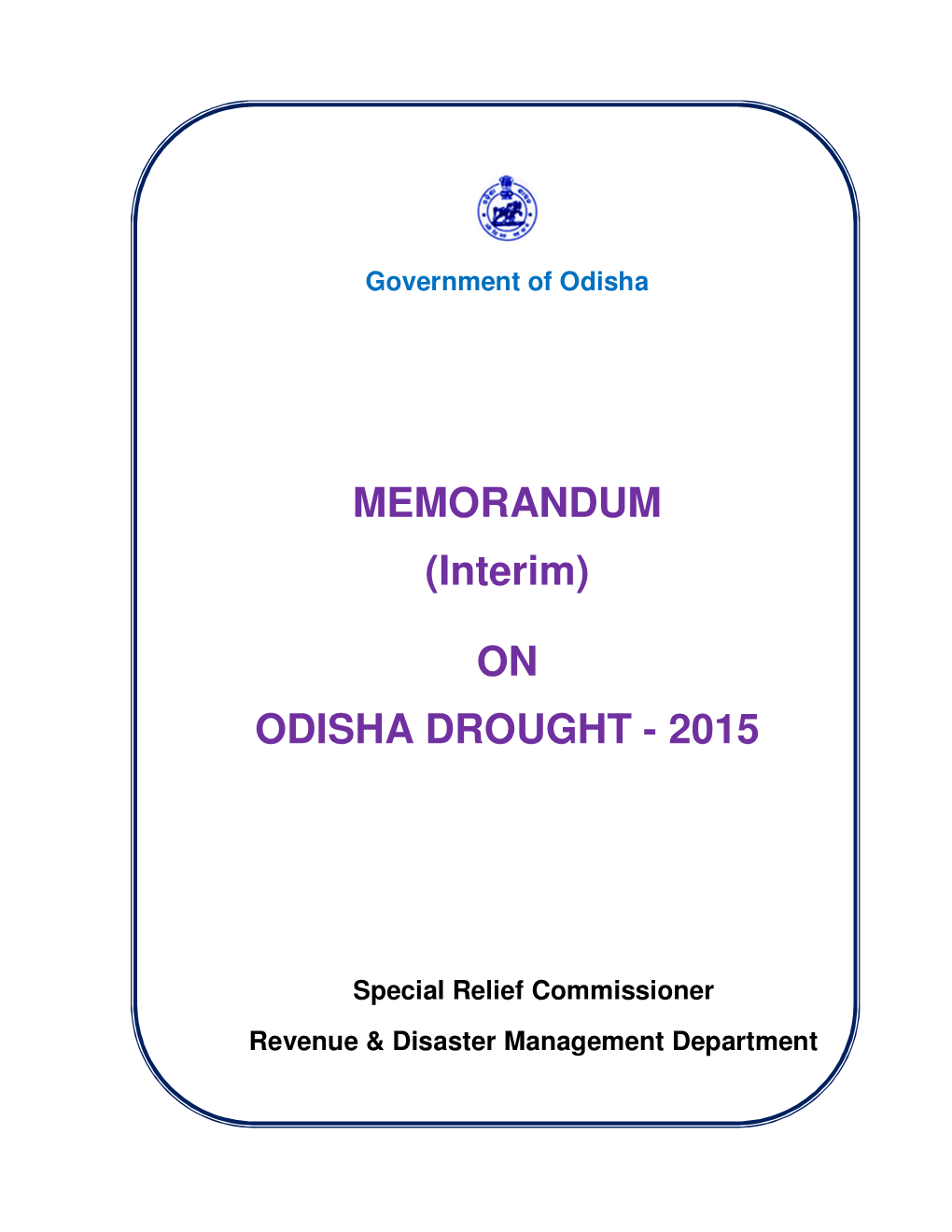 On Odisha Drought - 2015