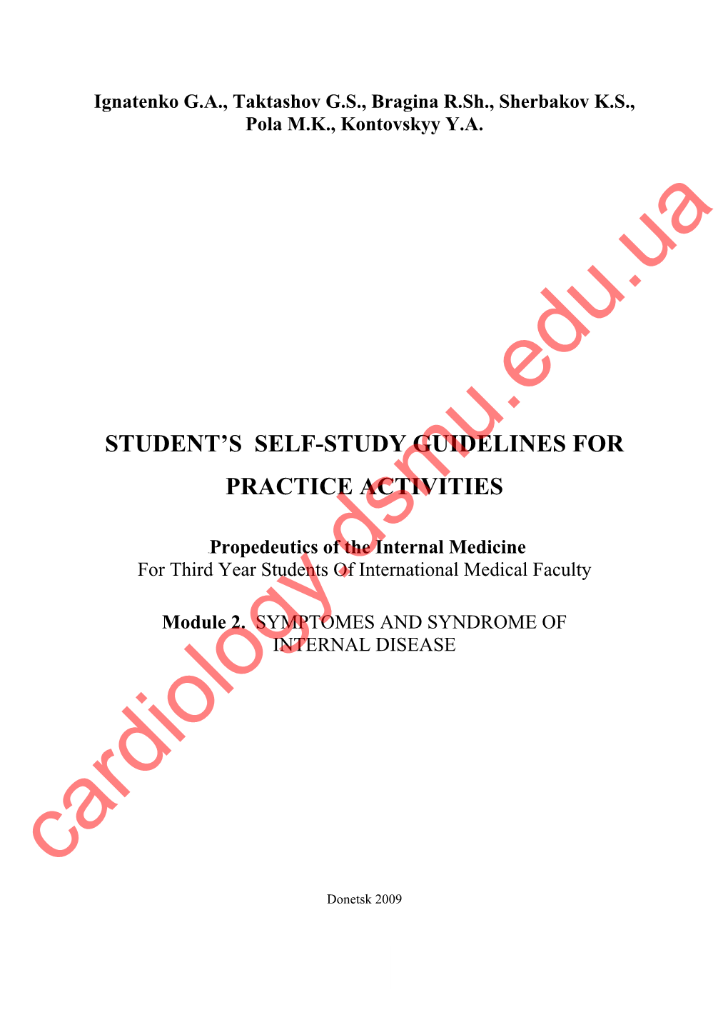 Student's Self-Study Guidelines for Practice Activities