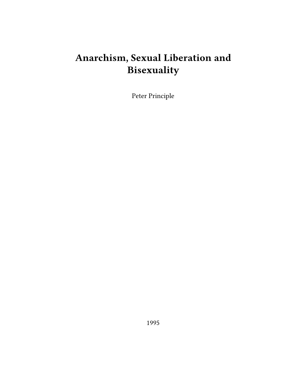 Anarchism, Sexual Liberation and Bisexuality