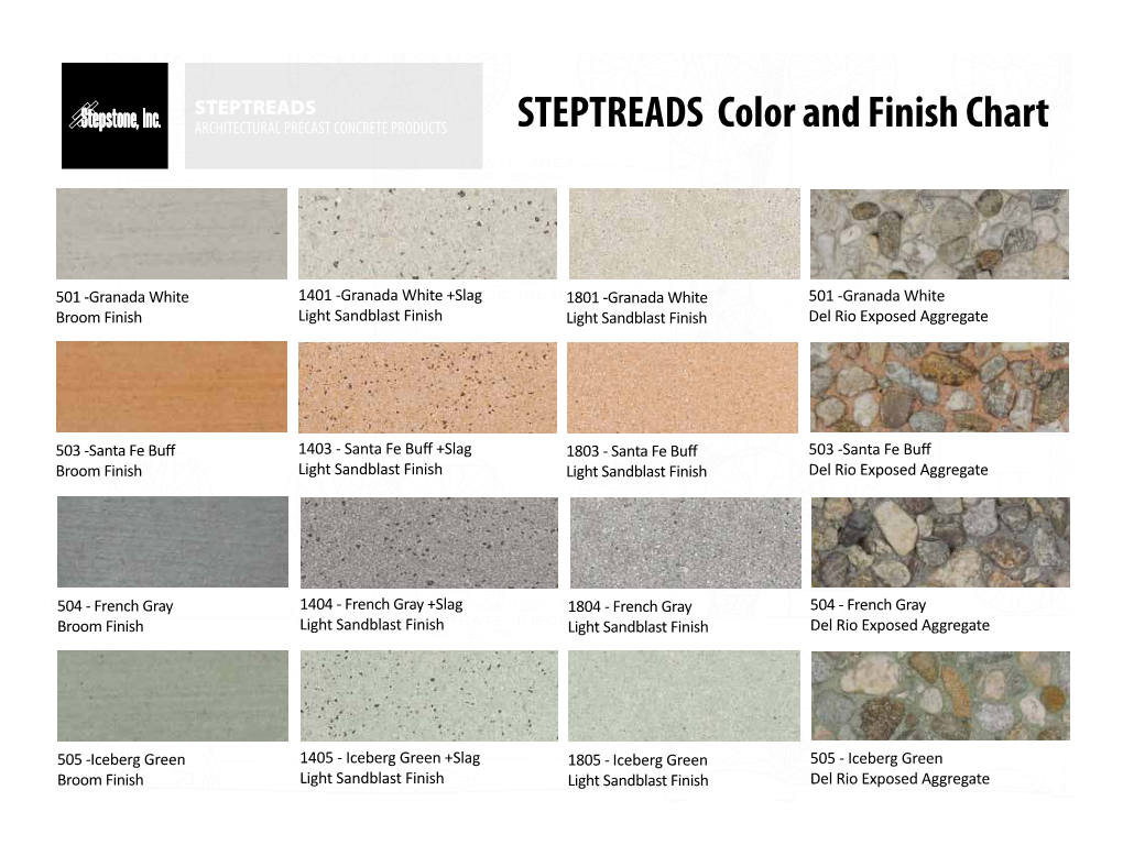 STEPTREADS Color and Finish Chart