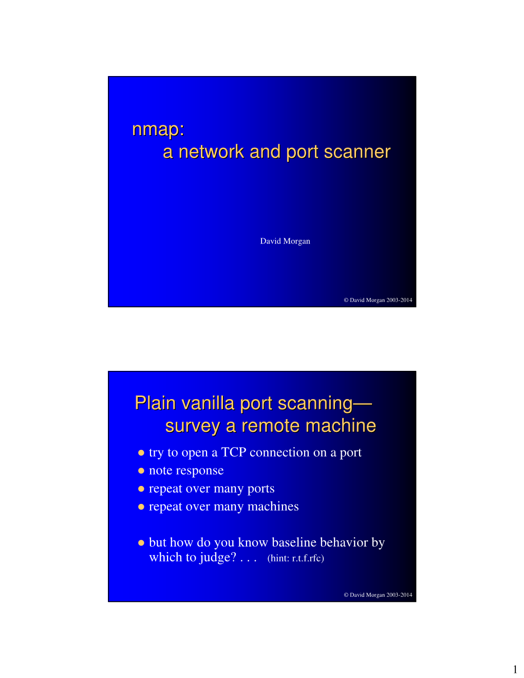 Nmap: a Network and Port Scanner Plain Vanilla Port Scanning